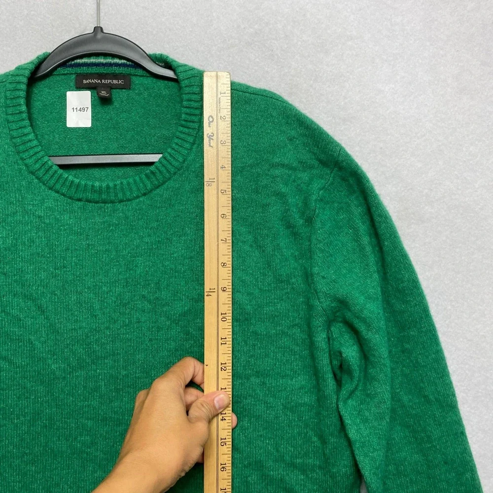 Banana Republic Sweater Mens XL Green Merino Wool Blend Crewneck Pullover